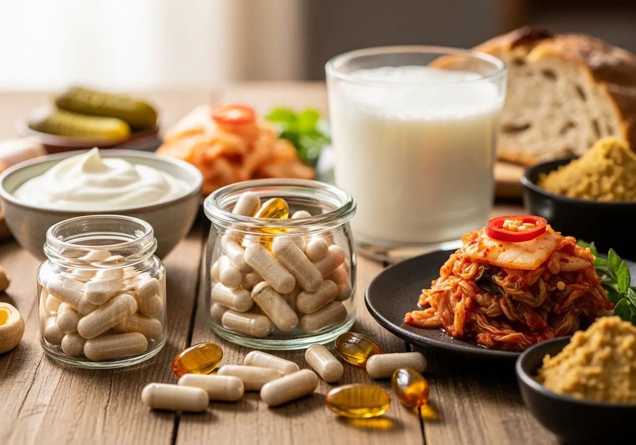 Capsules de probiotiques avec aliments fermentés